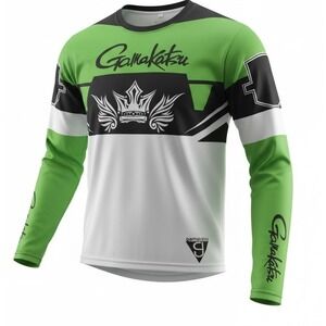 Gamakatsu Mens Size 2XL Fishing Anti-UV Breathable Quick Dry Green Long Sleeve